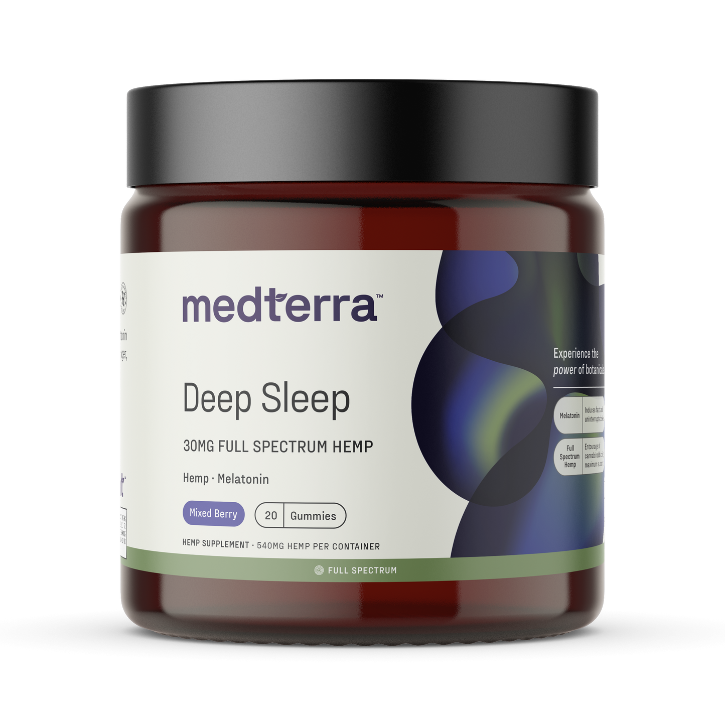 medterraβ’ Deep Sleep 30MG FULL SPECTRUM HEMP Hemp Melatonin Mixed Berry 20 Gummies HEMP SUPPLEMENT 540MG PER CONTAINER