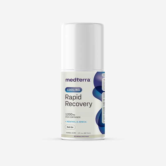 medterra COOLING Rapid Recovery 1200mg PER CONTAINER + MENTHOL & ARNICA Roll-On HERBAL BLEND - 3 fl. oz. (88.7mL) BROAD SPECTRUM