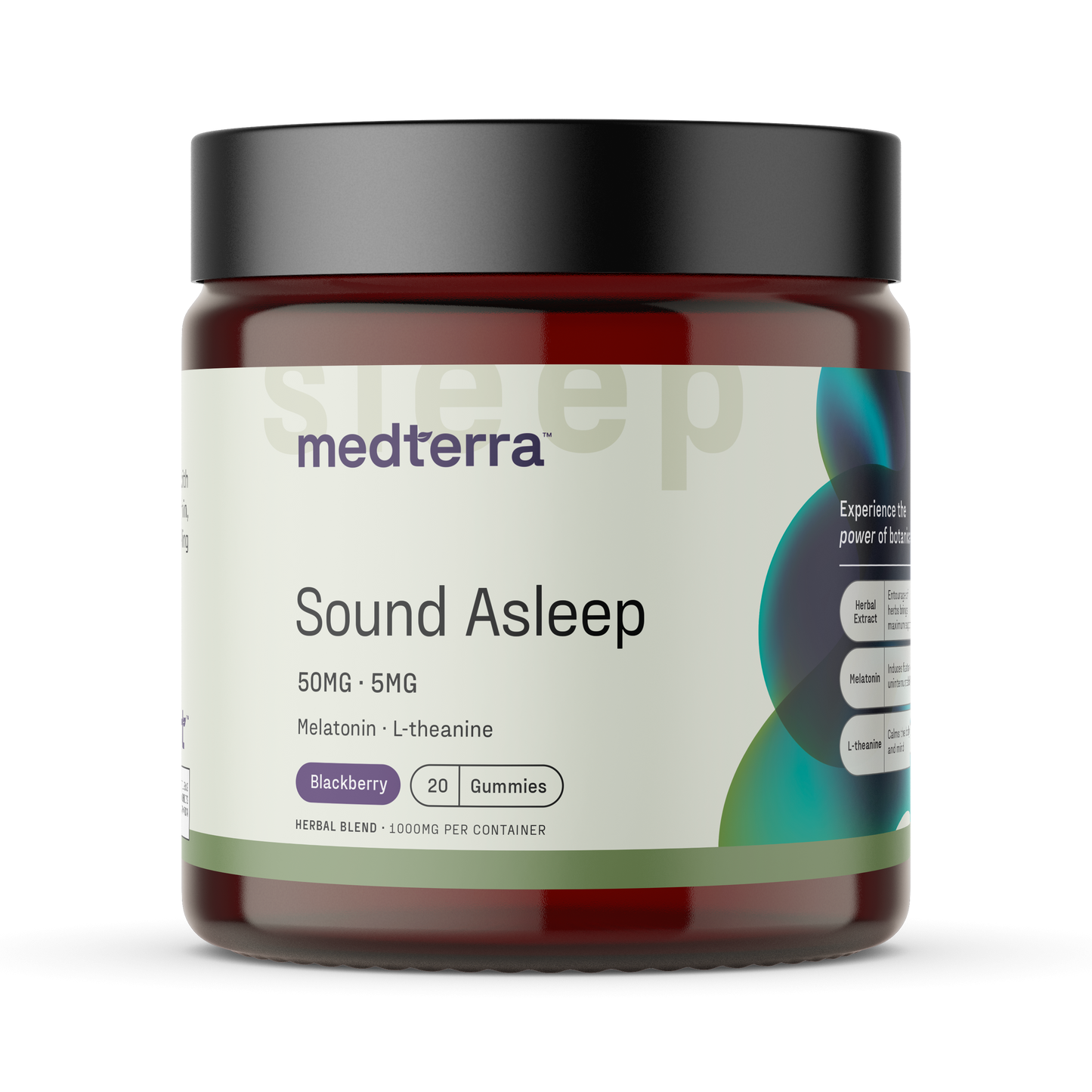 medterra Sound Asleep 50MG 5MG Melatonin L-theanine Blackberry 20 Gummies HERBAL BLEND 1000MG PER CONTAINER