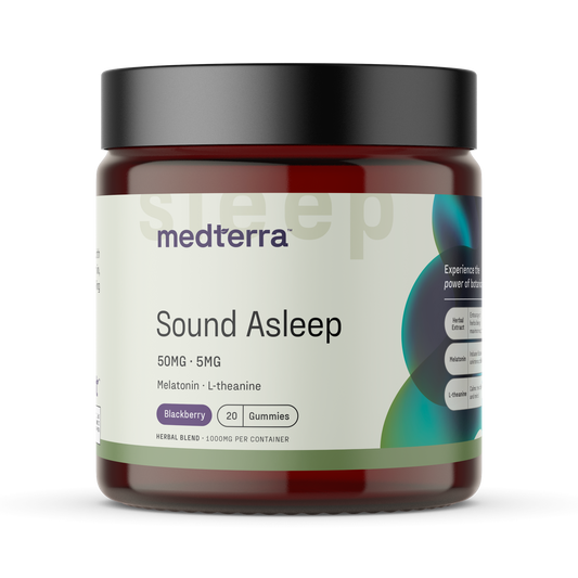 medterra Sound Asleep 50MG 5MG Melatonin L-theanine Blackberry 20 Gummies HERBAL BLEND 1000MG PER CONTAINER