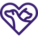Purple heart-shaped logo formed from a continuous stethoscope silhouette