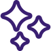 Three purple rounded four-point diamond shapes (stylized stars) overlapping