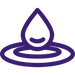Purple stylized mark combining a lotus and flame motif above a rounded, concentric base