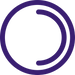 Purple circular ring logo with white center and two inward-curving notches suggesting rotation