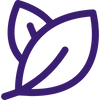 Purple stylized leaf icon