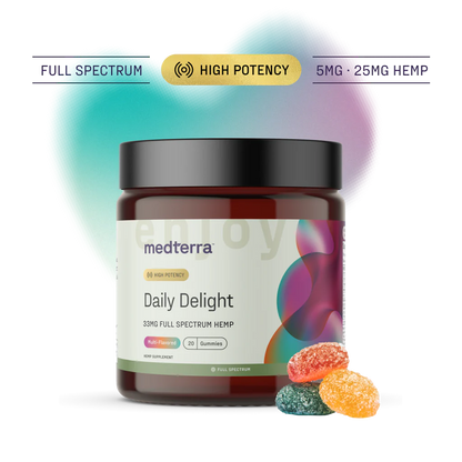 medterra Daily Delight — 33MG FULL SPECTRUM HEMP; HIGH POTENCY; Multi-Flavored 20 Gummies; enjoy