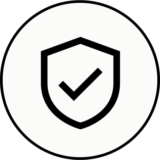 Shield with checkmark icon indicating verified/secure status