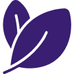 Two purple leafs stacked indicating botanical blends