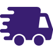 Delivery truck icon with motion lines indicating fast shipping