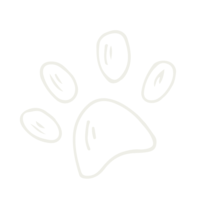 White stylized paw-print outline centered on black background.